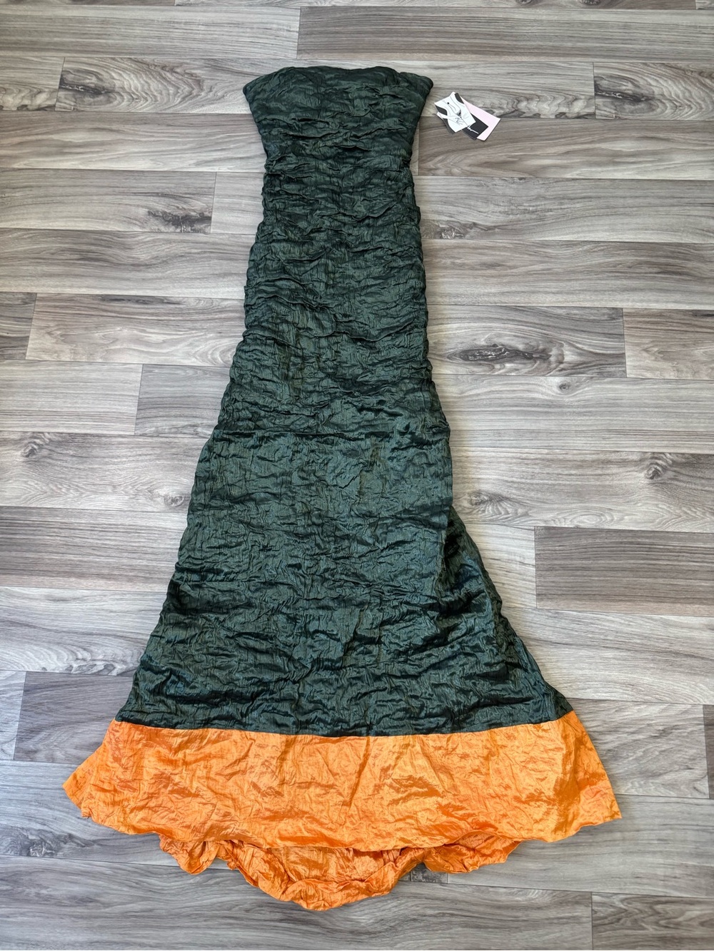 90s Nicole Miller Made in USA Strapless Crinkle Mermaid Evening Gown Size 4